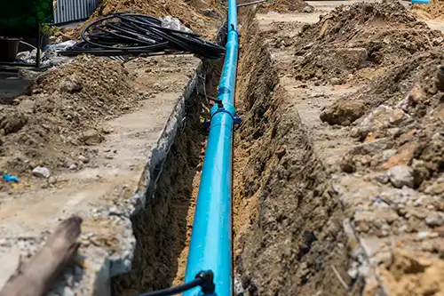 Good News Plumbing replaces a sewer line